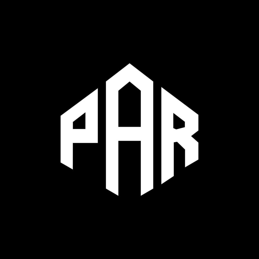 PAR letter logo design with polygon shape. PAR polygon and cube shape logo design. PAR hexagon vector logo template white and black colors. PAR monogram, business and real estate logo.