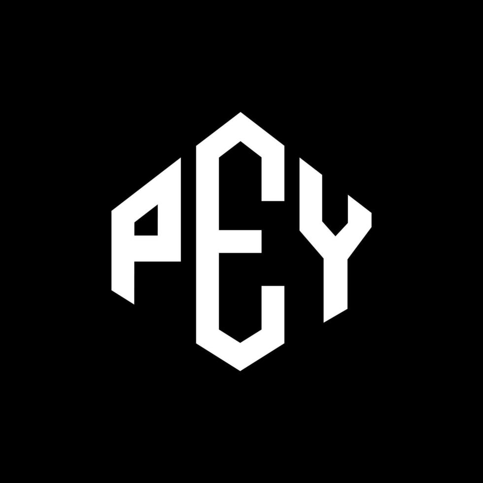 diseño de logotipo de letra pey con forma de polígono. pey polígono y diseño de logotipo en forma de cubo. Pey hexágono vector logo plantilla colores blanco y negro. monograma pey, logo de negocios y bienes raíces.