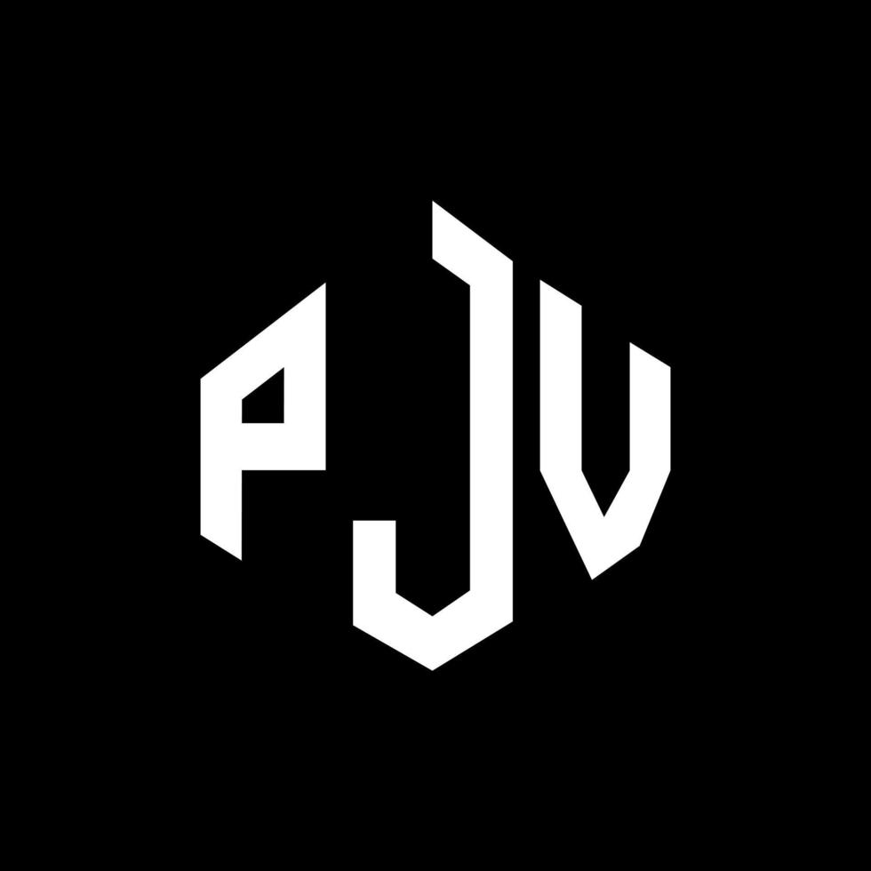 PJV letter logo design with polygon shape. PJV polygon and cube shape logo design. PJV hexagon vector logo template white and black colors. PJV monogram, business and real estate logo.