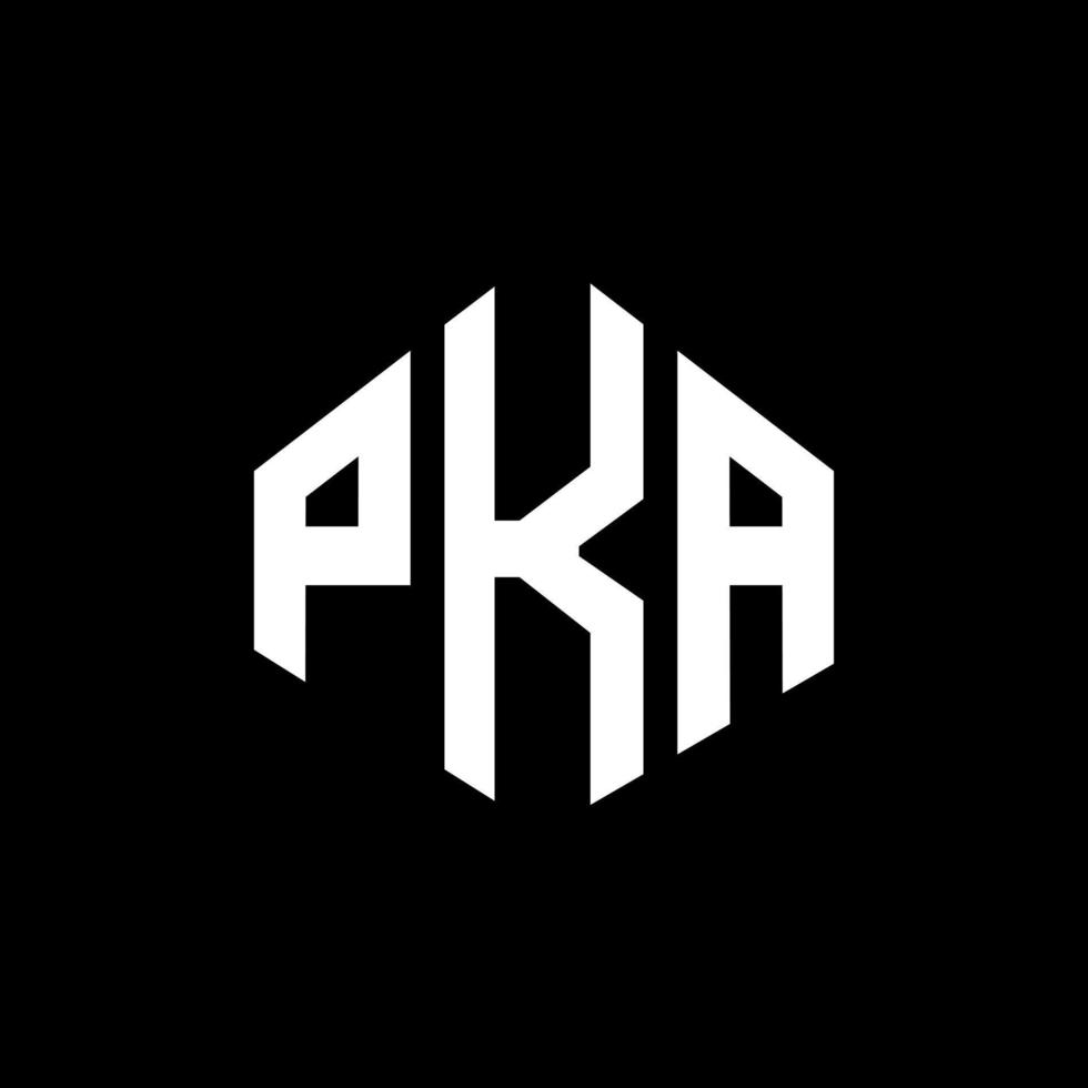 PKA letter logo design with polygon shape. PKA polygon and cube shape logo design. PKA hexagon vector logo template white and black colors. PKA monogram, business and real estate logo.