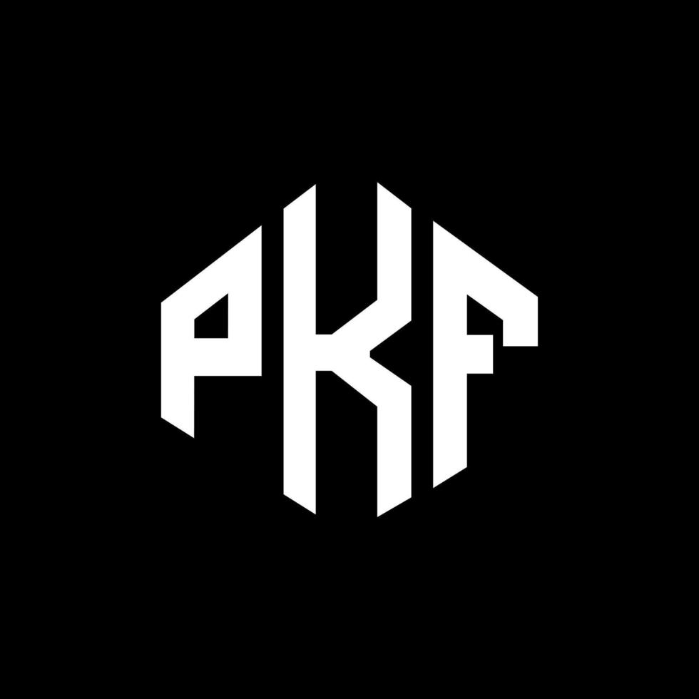 PKF letter logo design with polygon shape. PKF polygon and cube shape logo design. PKF hexagon vector logo template white and black colors. PKF monogram, business and real estate logo.