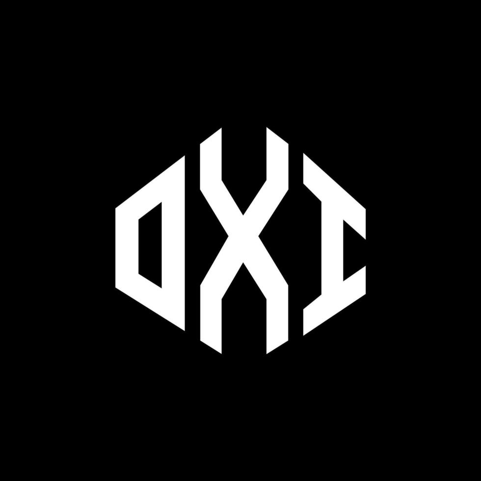 diseño de logotipo de letra oxi con forma de polígono. diseño de logotipo en forma de cubo y polígono oxi. oxi hexágono vector logo plantilla colores blanco y negro. monograma oxi, logotipo comercial e inmobiliario.