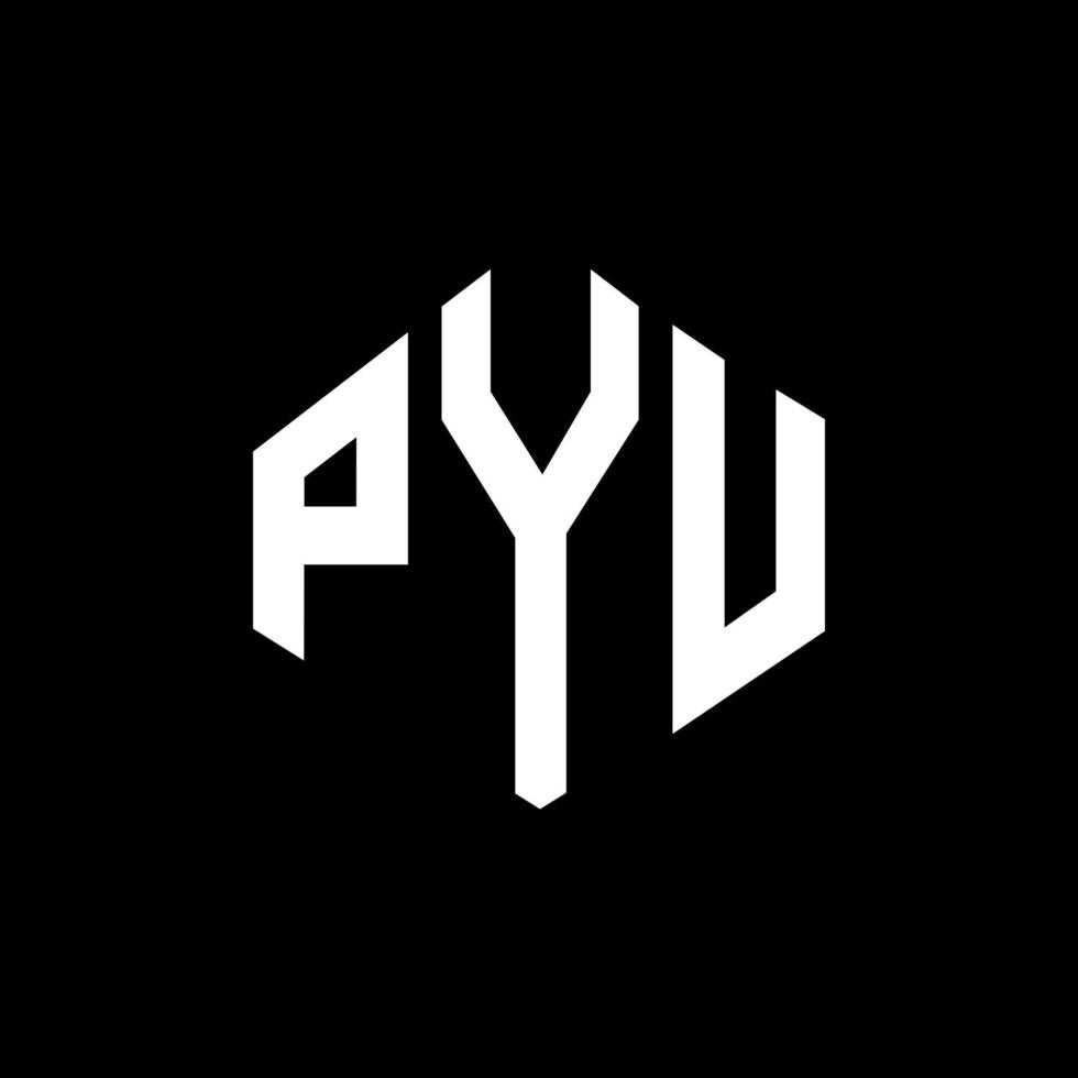 PYU letter logo design with polygon shape. PYU polygon and cube shape logo design. PYU hexagon vector logo template white and black colors. PYU monogram, business and real estate logo.