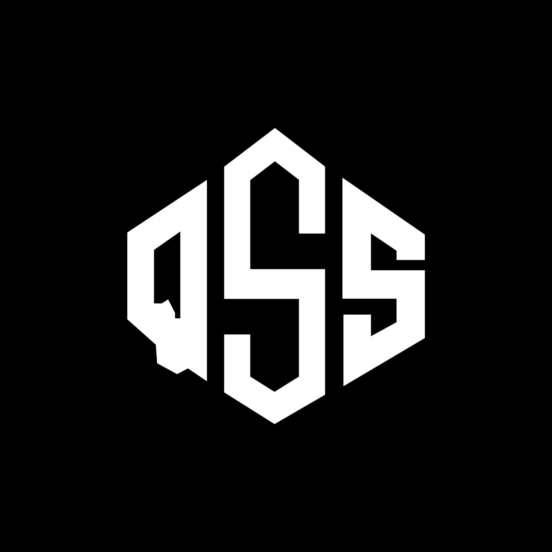 QSS letter logo design with polygon shape. QSS polygon and cube shape