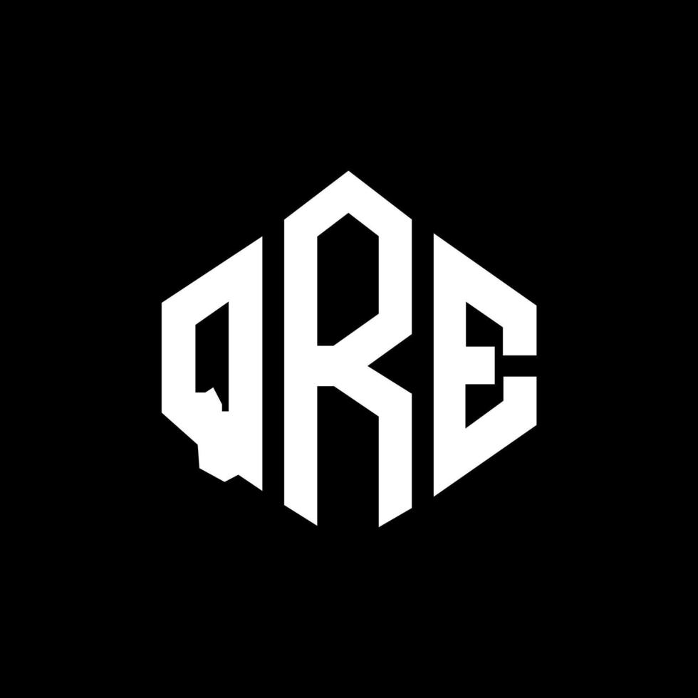 QRE letter logo design with polygon shape. QRE polygon and cube shape logo design. QRE hexagon vector logo template white and black colors. QRE monogram, business and real estate logo.