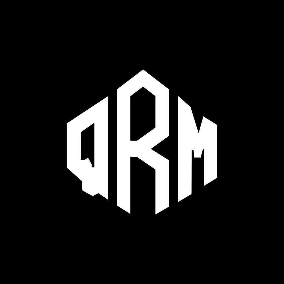 QRM letter logo design with polygon shape. QRM polygon and cube shape logo design. QRM hexagon vector logo template white and black colors. QRM monogram, business and real estate logo.