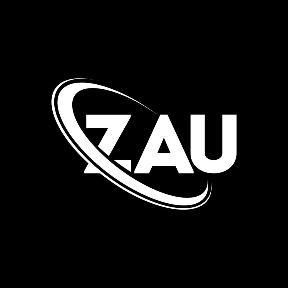 ZAU logo. ZAU letter. ZAU letter logo design. Initials ZAU logo linked with circle and uppercase monogram logo. ZAU typography for technology, business and real estate brand. vector