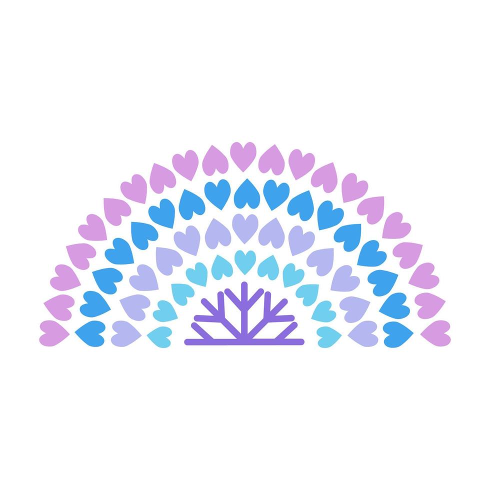 Winter rainbow in flat style. Cute illustration in blue on the theme of Christmas, New Year, cozy winter. For design of cards, prints, holiday printing, patterns, wrapping paper vector