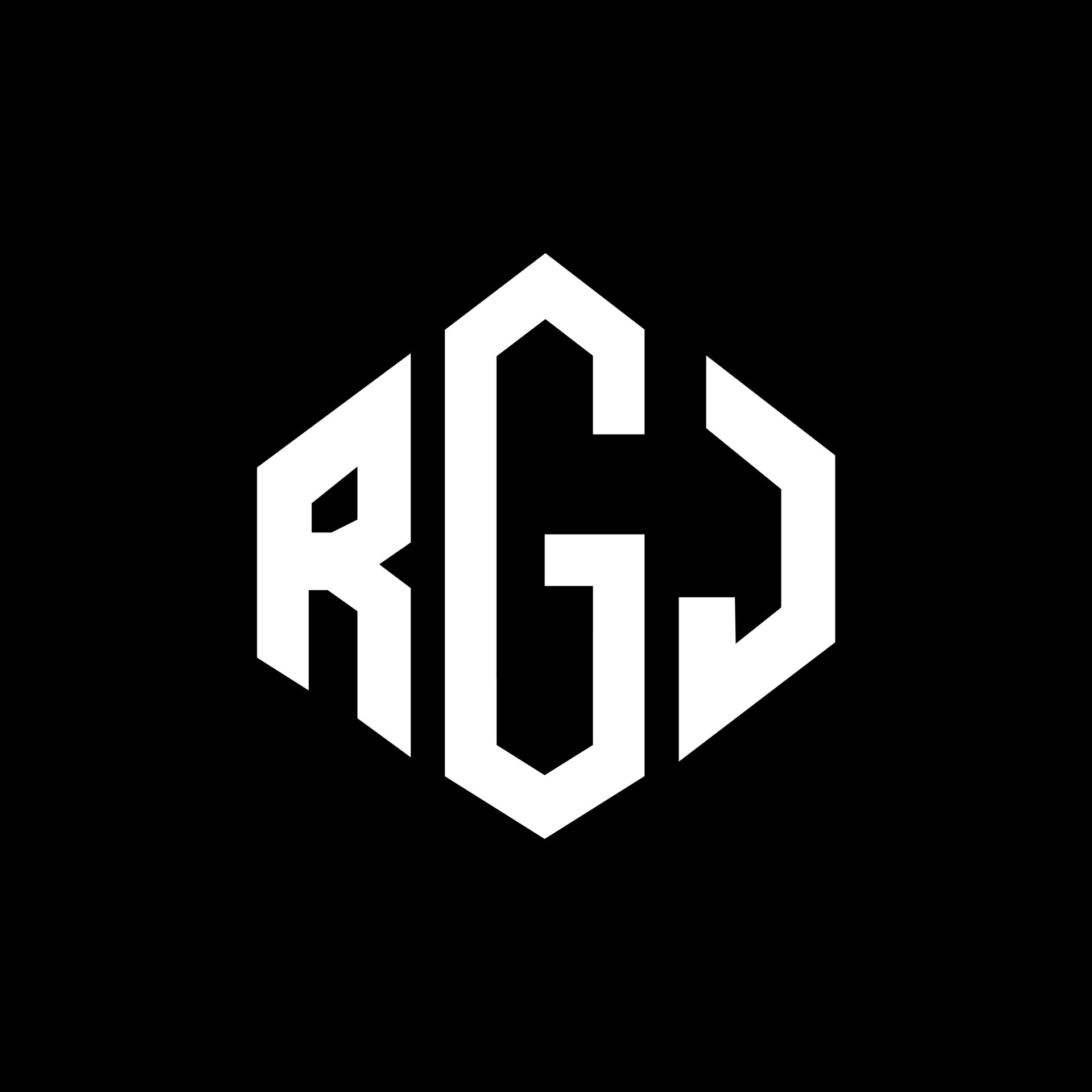 diseño de logotipo de letra rgj con forma de polígono. diseño de