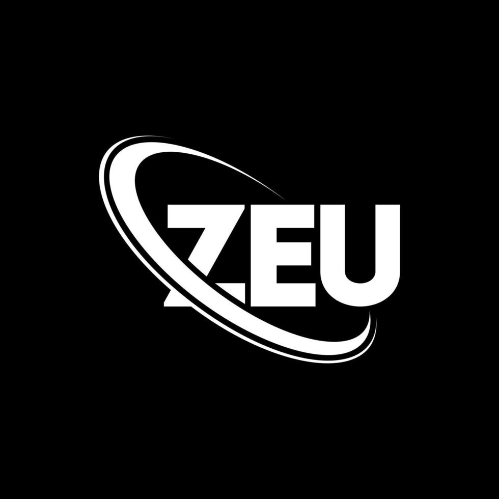 logotipo de zeu. letra zeu. diseño del logotipo de la letra zeu. logotipo de iniciales zeu vinculado con círculo y logotipo de monograma en mayúsculas. tipografía zeu para tecnología, negocios y marca inmobiliaria. vector