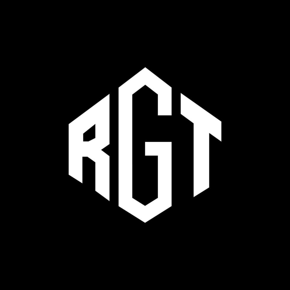 RGT letter logo design with polygon shape. RGT polygon and cube shape logo design. RGT hexagon vector logo template white and black colors. RGT monogram, business and real estate logo.