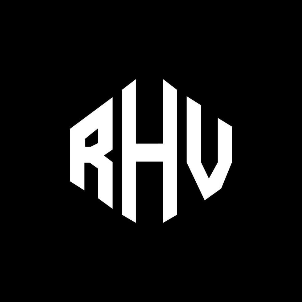 RHV letter logo design with polygon shape. RHV polygon and cube shape logo design. RHV hexagon vector logo template white and black colors. RHV monogram, business and real estate logo.