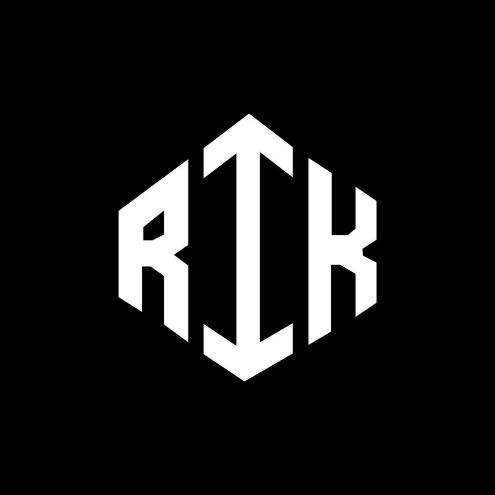 diseño de logotipo de letra rik con forma de polígono. diseño de logotipo en forma de cubo y polígono rik. rik hexagon vector logo plantilla colores blanco y negro. monograma de rik, logotipo comercial y inmobiliario.