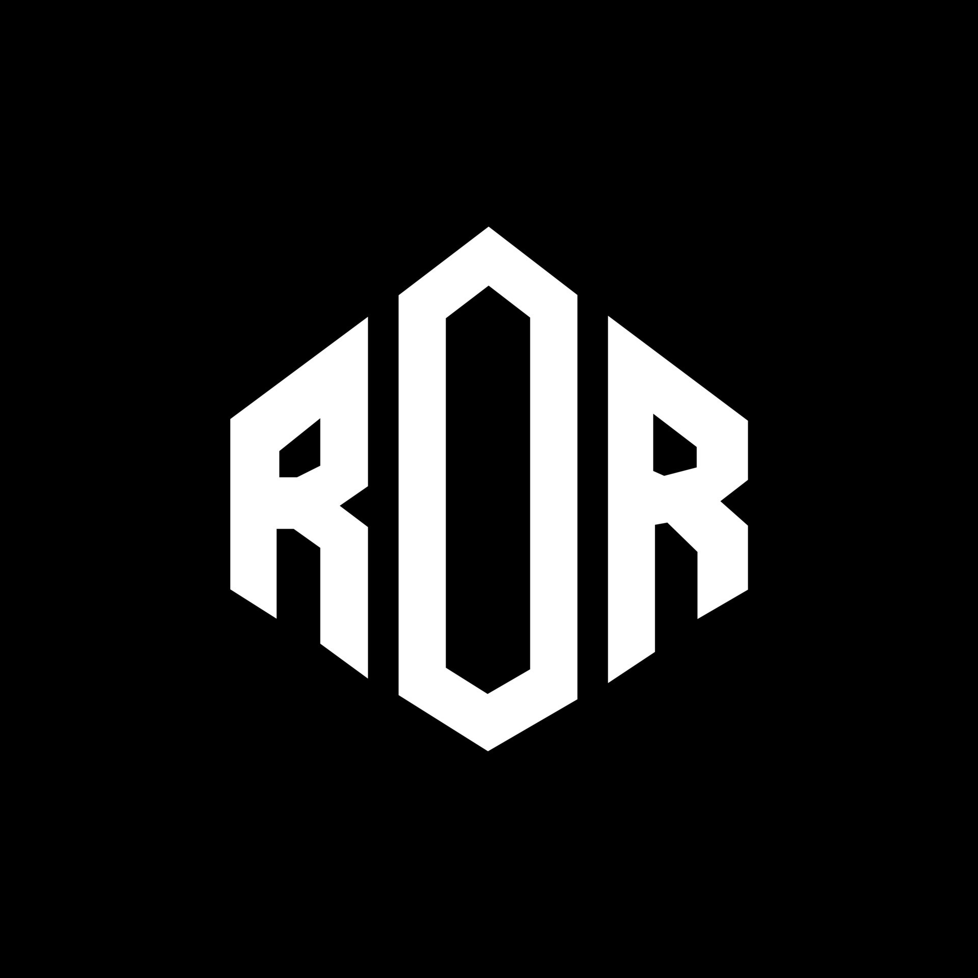 ROR letter logo design with polygon shape ROR polygon and cube shape