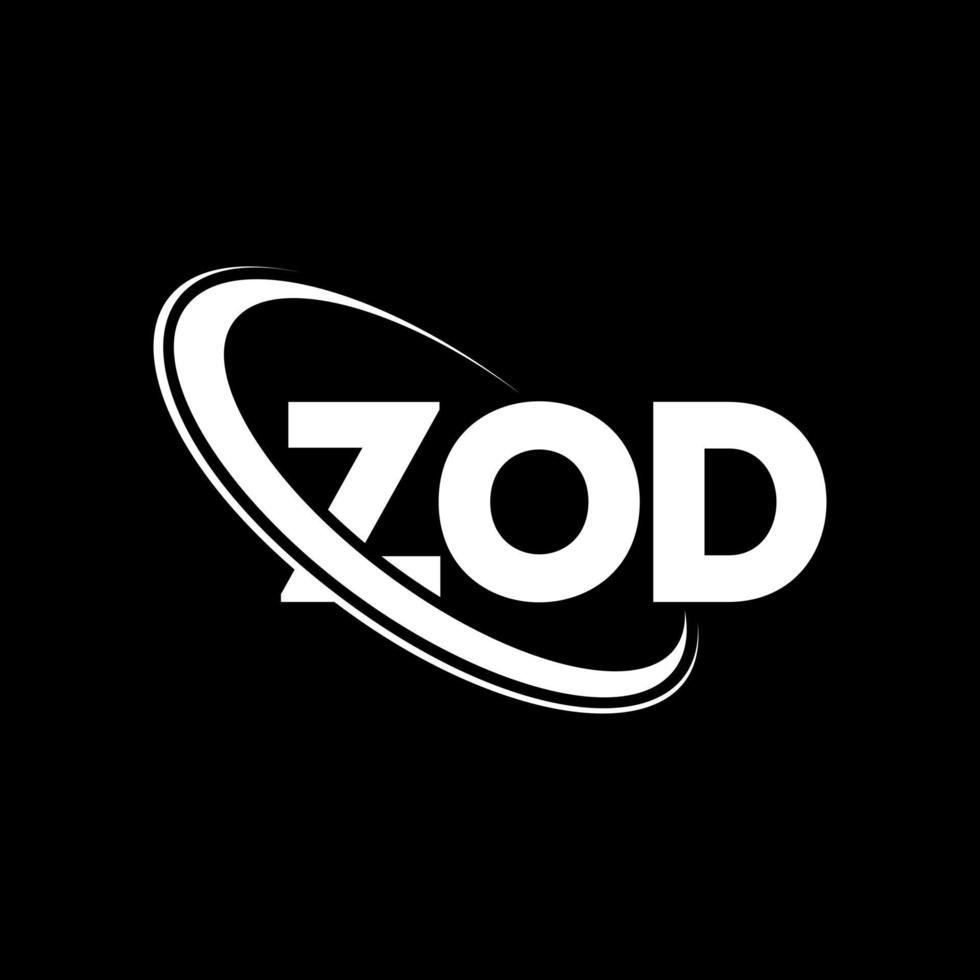 ZOD logo. ZOD letter. ZOD letter logo design. Initials ZOD logo linked with circle and uppercase monogram logo. ZOD typography for technology, business and real estate brand. vector