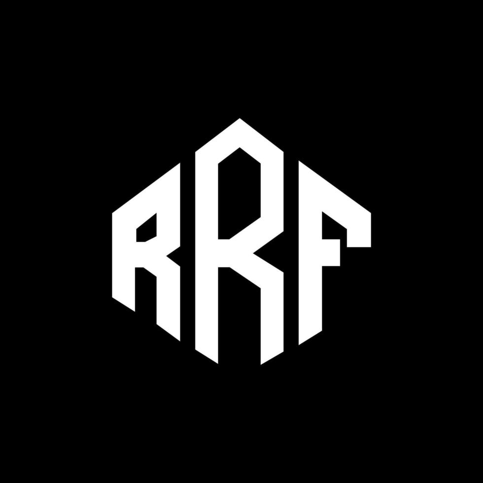 RRF letter logo design with polygon shape. RRF polygon and cube shape logo design. RRF hexagon vector logo template white and black colors. RRF monogram, business and real estate logo.