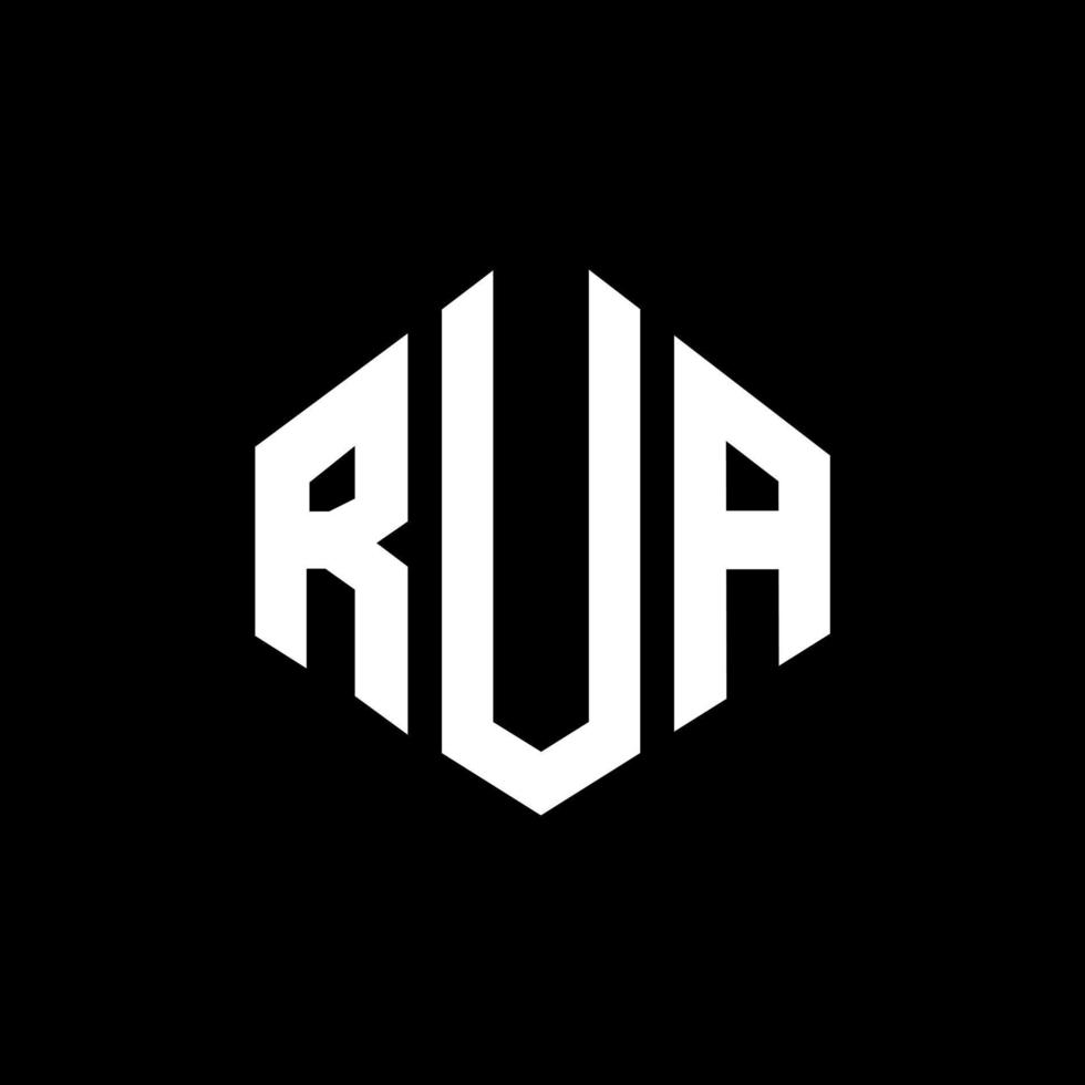 RUA letter logo design with polygon shape. RUA polygon and cube shape logo design. RUA hexagon vector logo template white and black colors. RUA monogram, business and real estate logo.