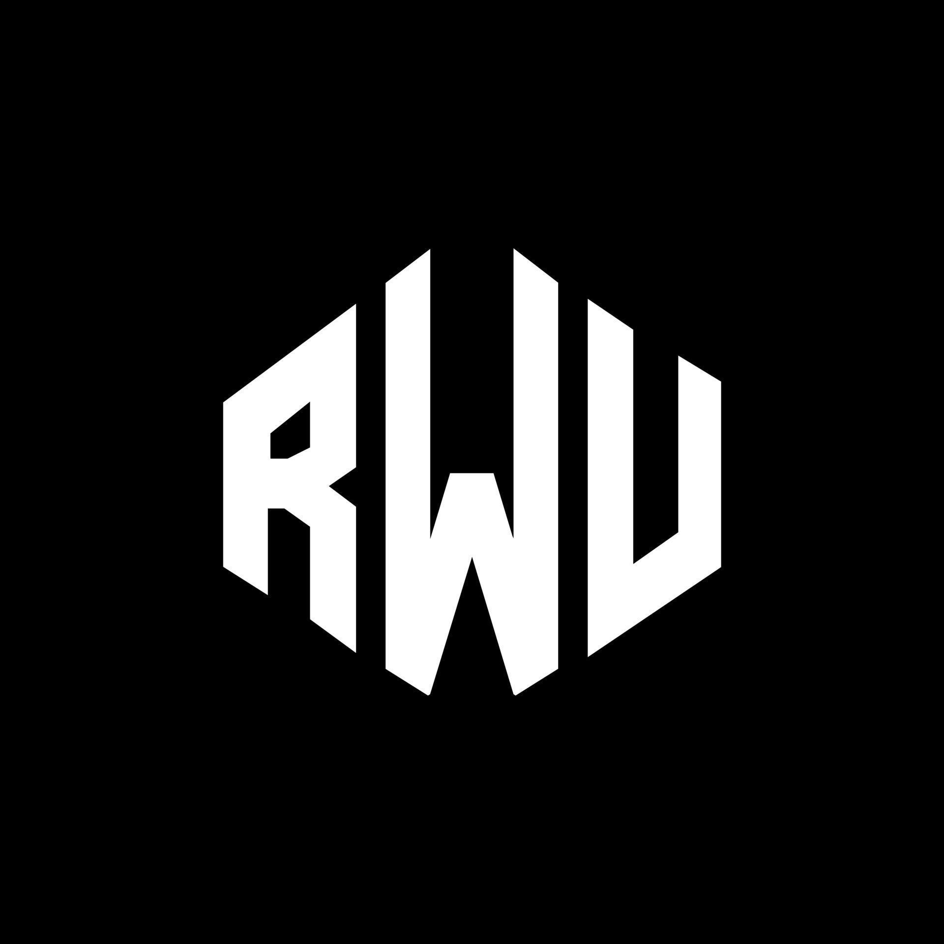 RWU letter logo design with polygon shape. RWU polygon and cube shape