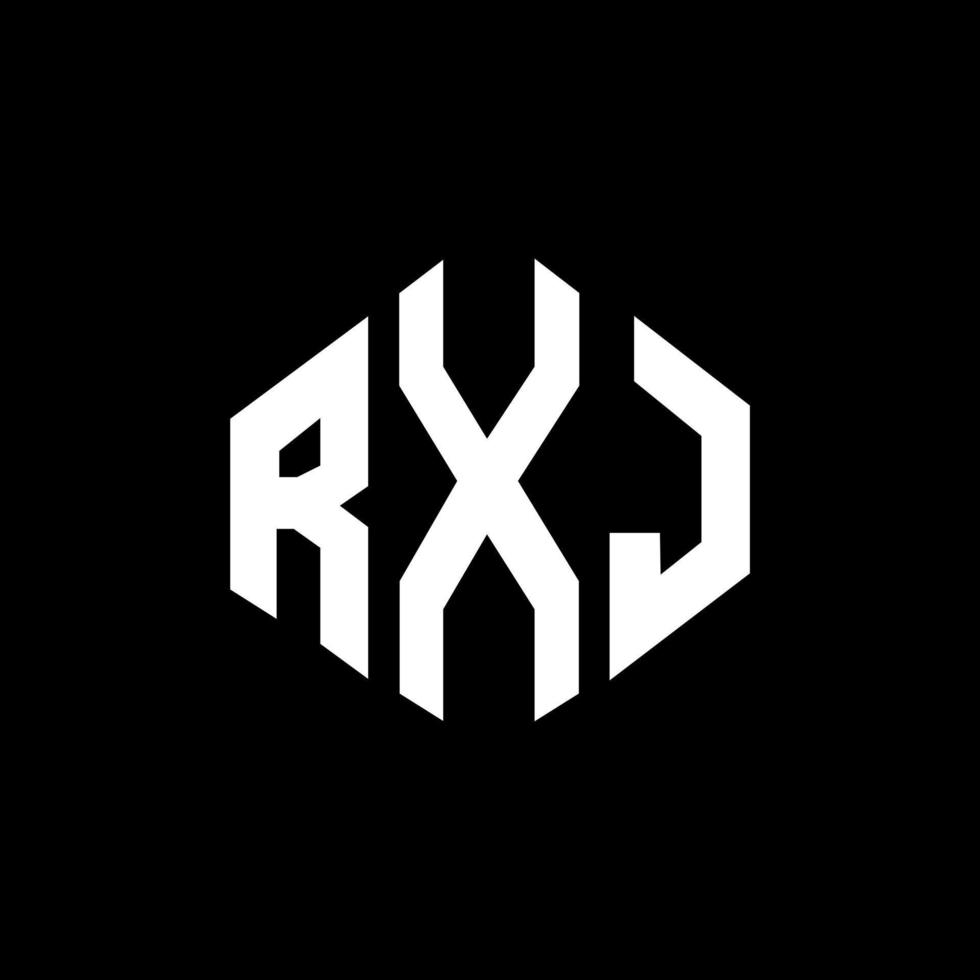 RXJ letter logo design with polygon shape. RXJ polygon and cube shape logo design. RXJ hexagon vector logo template white and black colors. RXJ monogram, business and real estate logo.