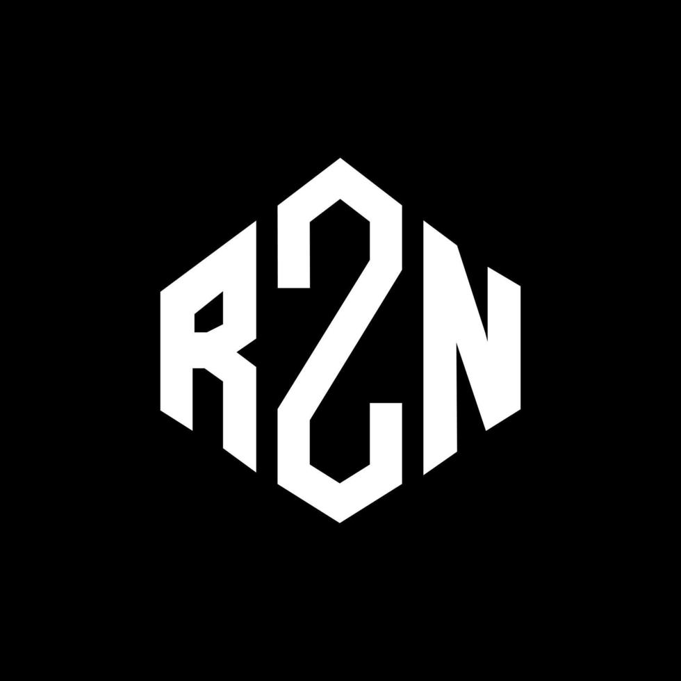 RZN letter logo design with polygon shape. RZN polygon and cube shape logo design. RZN hexagon vector logo template white and black colors. RZN monogram, business and real estate logo.