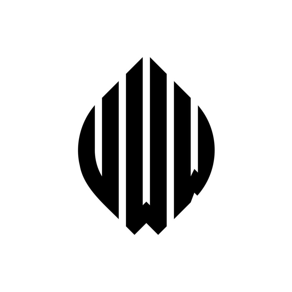 UWW circle letter logo design with circle and ellipse shape. UWW ellipse letters with typographic style. The three initials form a circle logo. UWW Circle Emblem Abstract Monogram Letter Mark Vector. vector