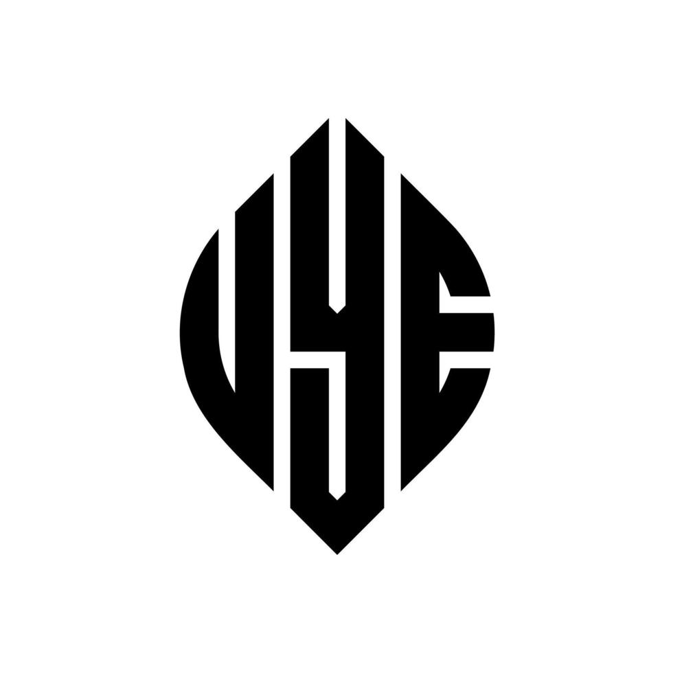 diseño de logotipo de letra de círculo uye con forma de círculo y elipse. uye letras elipses con estilo tipográfico. las tres iniciales forman un logo circular. vector de marca de letra de monograma abstracto del emblema del círculo uye.