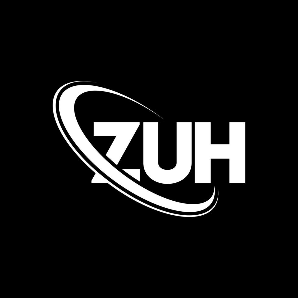 logotipo de zuh. zu carta. diseño del logotipo de la letra zuh. logotipo de las iniciales zuh vinculado con un círculo y un logotipo de monograma en mayúsculas. tipografía zuh para tecnología, negocios y marca inmobiliaria. vector