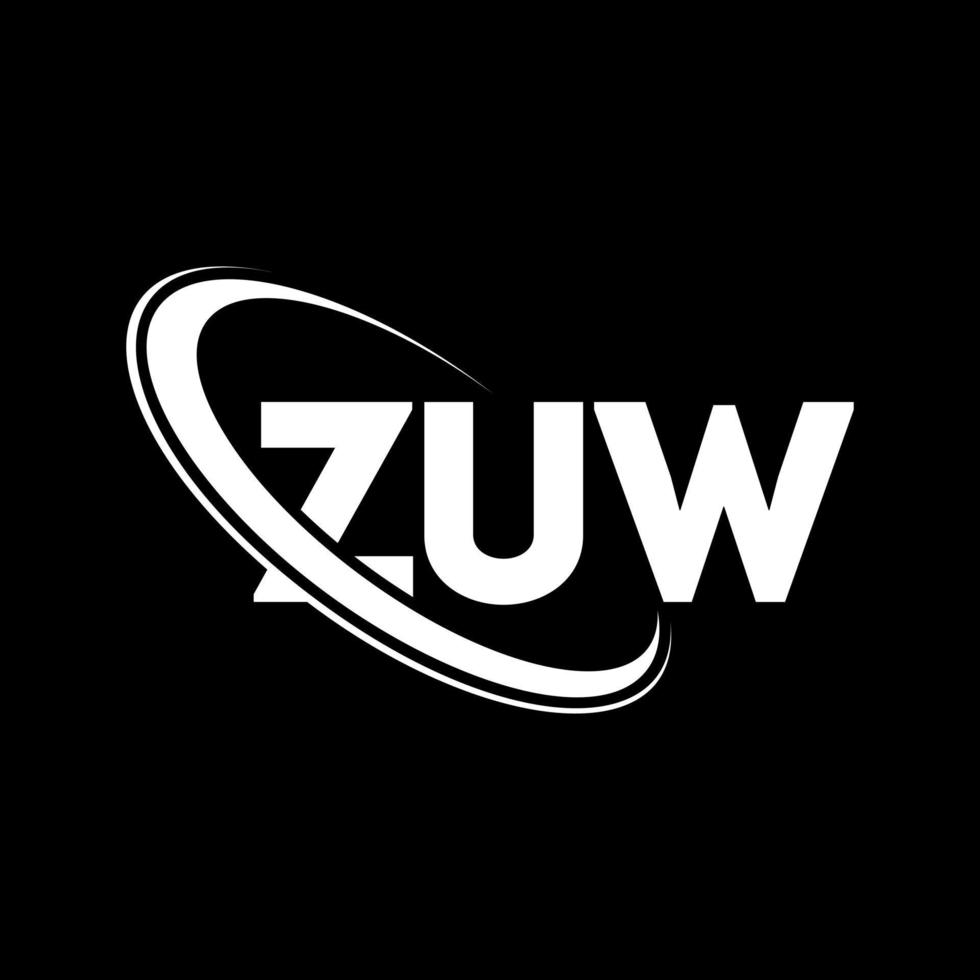 logotipo de zuw. letra zuw. diseño del logotipo de la letra zuw. logotipo de iniciales zuw vinculado con círculo y logotipo de monograma en mayúsculas. tipografía zuw para tecnología, negocios y marca inmobiliaria. vector