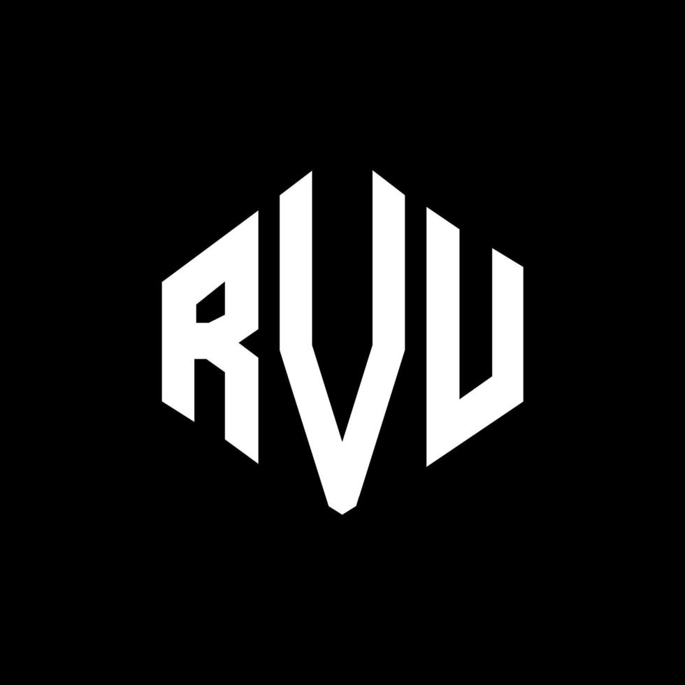 RVU letter logo design with polygon shape. RVU polygon and cube shape logo design. RVU hexagon vector logo template white and black colors. RVU monogram, business and real estate logo.