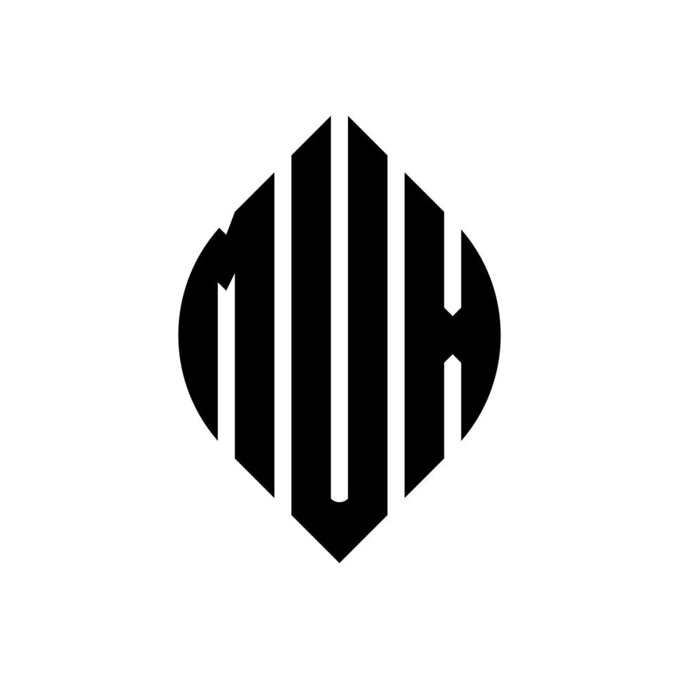 diseño de logotipo de letra de círculo mux con forma de círculo y elipse. mux letras elipses con estilo tipográfico. las tres iniciales forman un logo circular. vector de marca de letra de monograma abstracto del emblema del círculo mux.