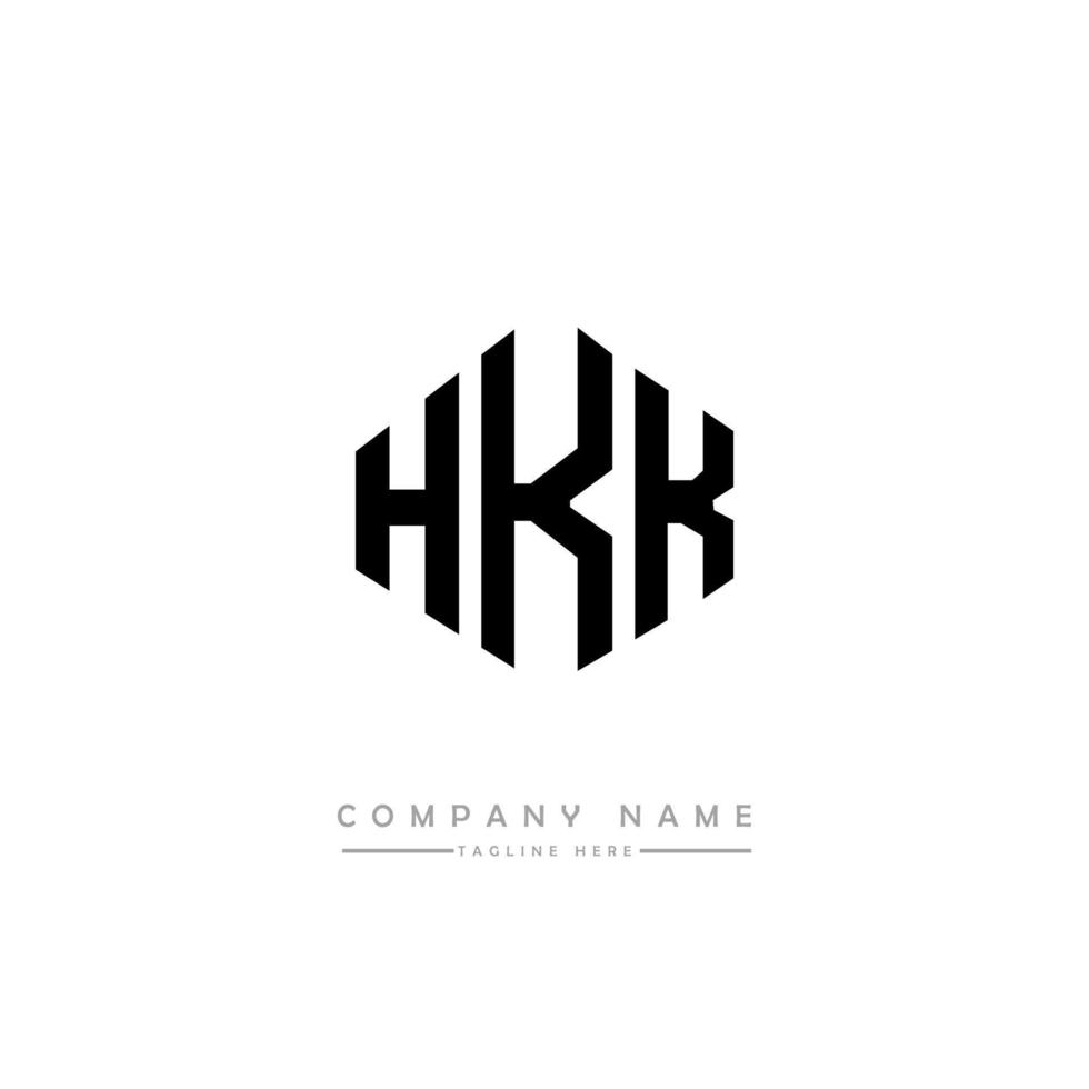 diseño de logotipo de letra hkk con forma de polígono. diseño de logotipo en forma de cubo y polígono hkk. hkk hexágono vector logo plantilla colores blanco y negro. monograma hkk, logotipo comercial e inmobiliario.