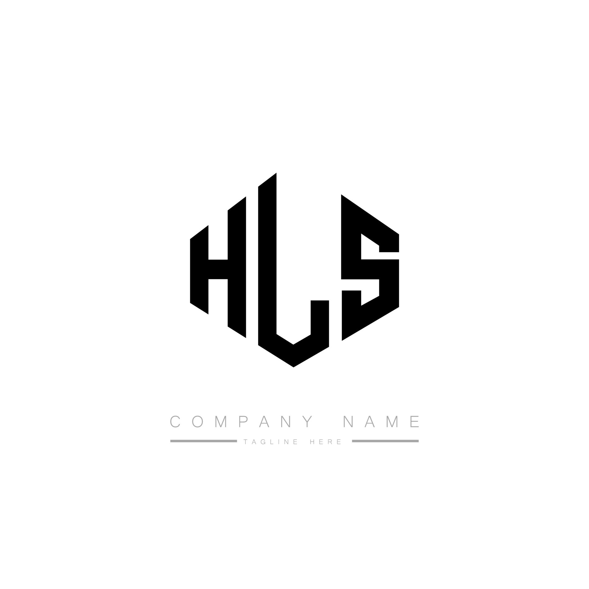 HLS letter logo design with polygon shape. HLS polygon and cube shape