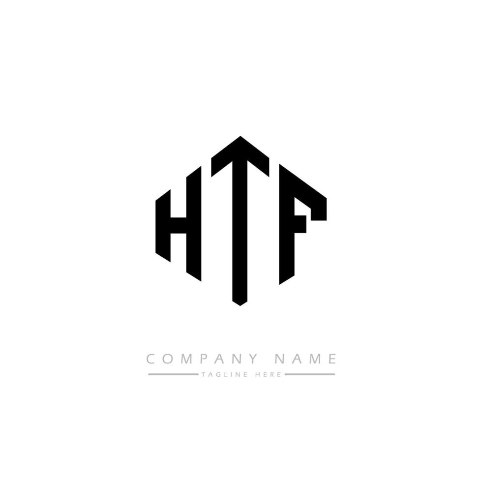 HTF letter logo design with polygon shape. HTF polygon and cube shape logo design. HTF hexagon vector logo template white and black colors. HTF monogram, business and real estate logo.