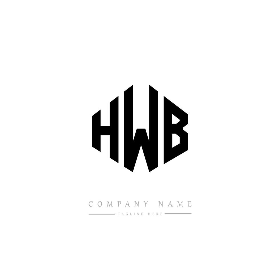 diseño de logotipo de letra hwb con forma de polígono. diseño de logotipo en forma de cubo y polígono hwb. hwb hexágono vector logo plantilla colores blanco y negro. monograma hwb, logotipo comercial e inmobiliario.