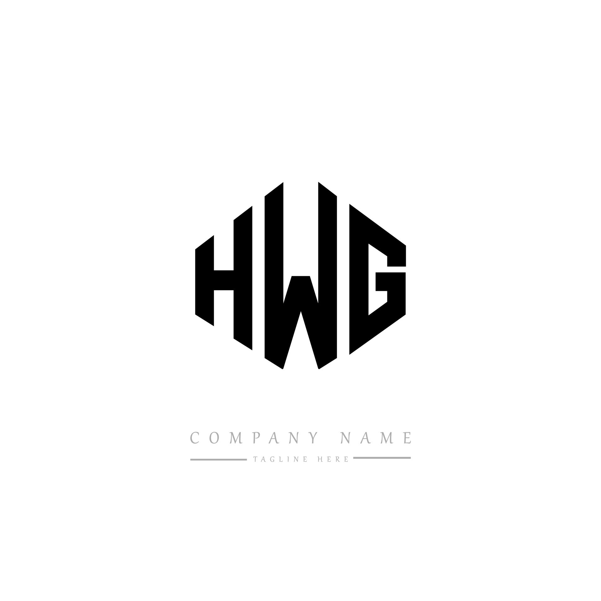 HWG letter logo design with polygon shape. HWG polygon and cube shape