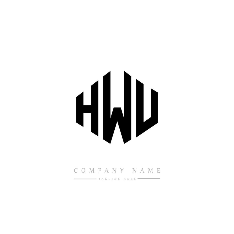 HWU letter logo design with polygon shape. HWU polygon and cube shape logo design. HWU hexagon vector logo template white and black colors. HWU monogram, business and real estate logo.