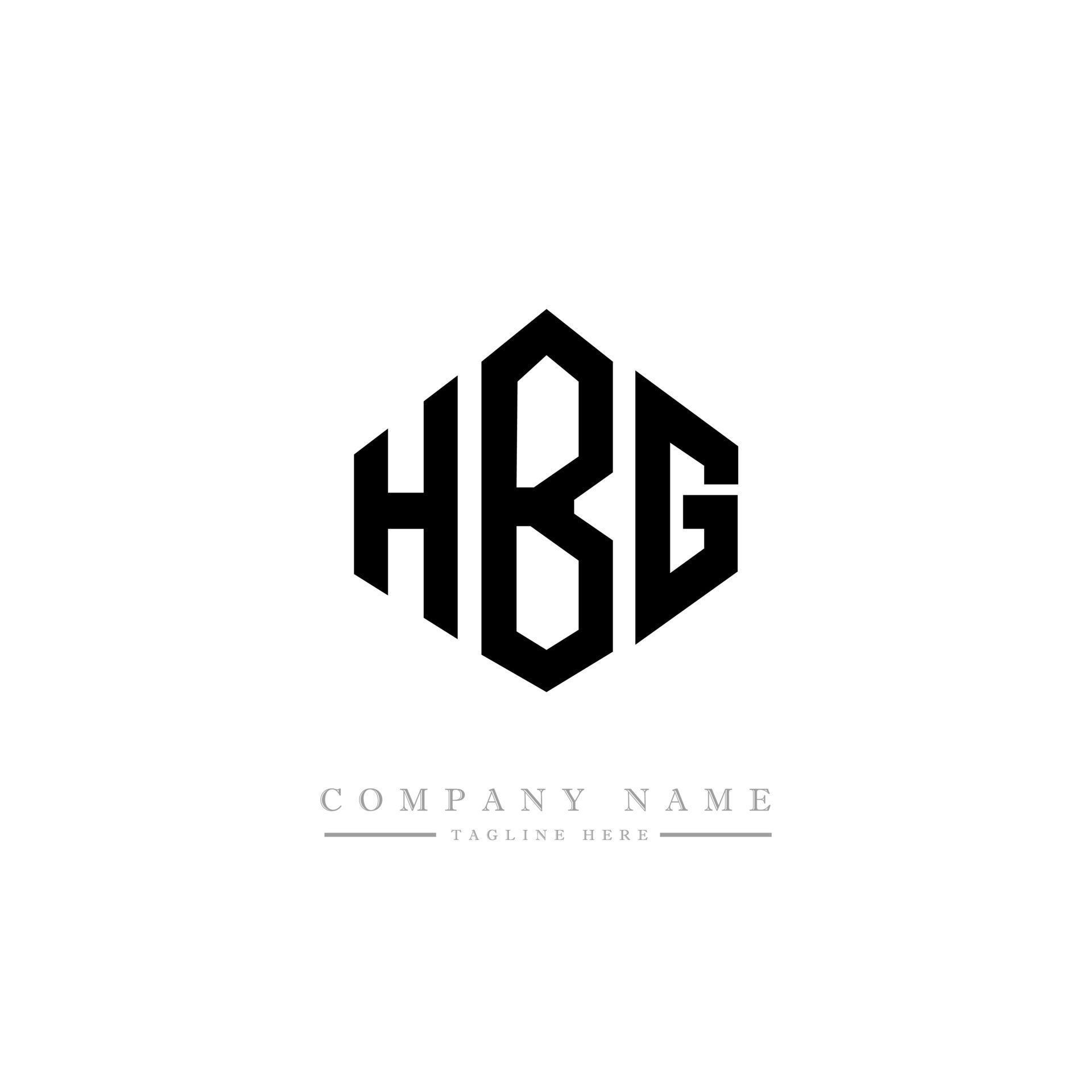 diseño de logotipo de letra hbg con forma de polígono. diseño de