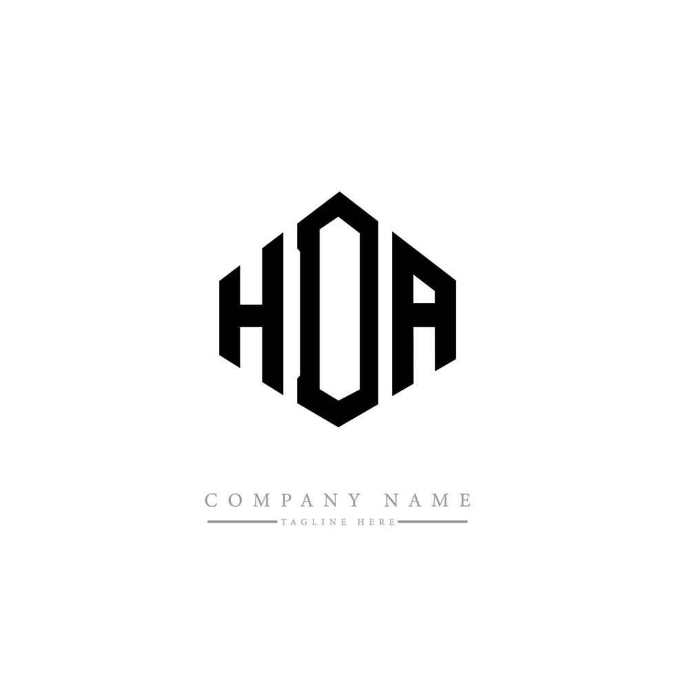 diseño de logotipo de letra hda con forma de polígono. diseño de logotipo en forma de cubo y polígono hda. Plantilla de logotipo vectorial hexagonal hda colores blanco y negro. monograma hda, logotipo comercial e inmobiliario. vector