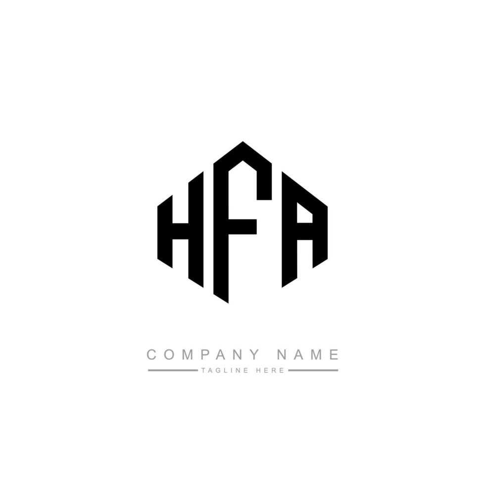 diseño de logotipo de letra hfa con forma de polígono. diseño de logotipo en forma de cubo y polígono hfa. plantilla de logotipo vectorial hexagonal hfa colores blanco y negro. monograma hfa, logotipo empresarial y inmobiliario. vector