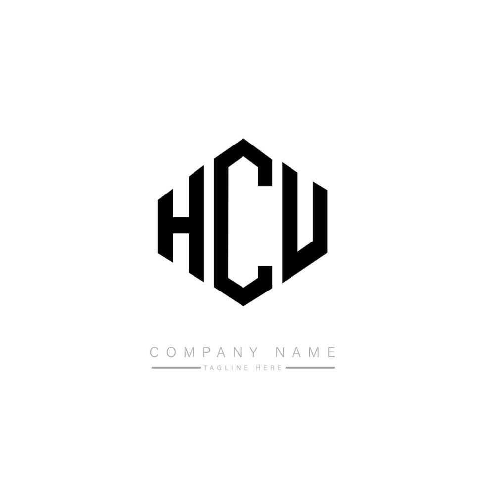 HCU letter logo design with polygon shape. HCU polygon and cube shape logo design. HCU hexagon vector logo template white and black colors. HCU monogram, business and real estate logo.