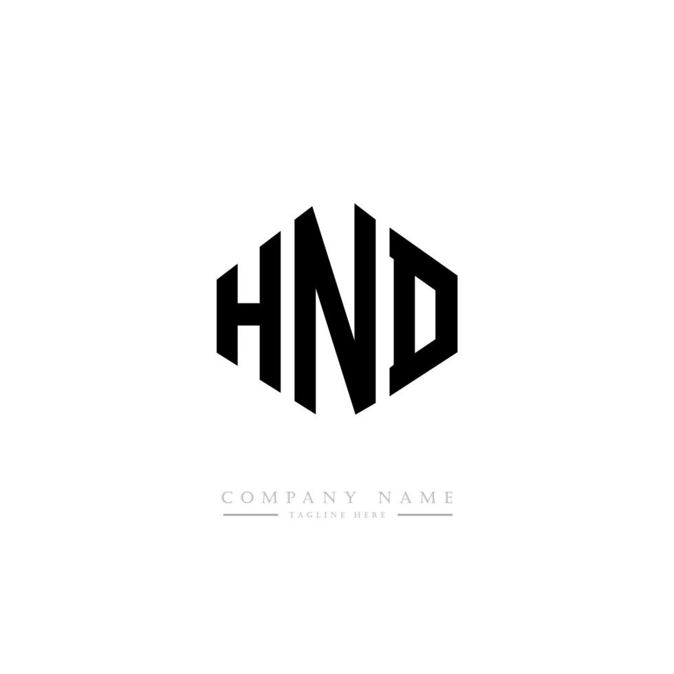 diseño de logotipo de letra hnd con forma de polígono. Diseño de logotipo en forma de polígono y cubo. hnd hexágono vector logo plantilla colores blanco y negro. monograma hnd, logotipo comercial e inmobiliario.