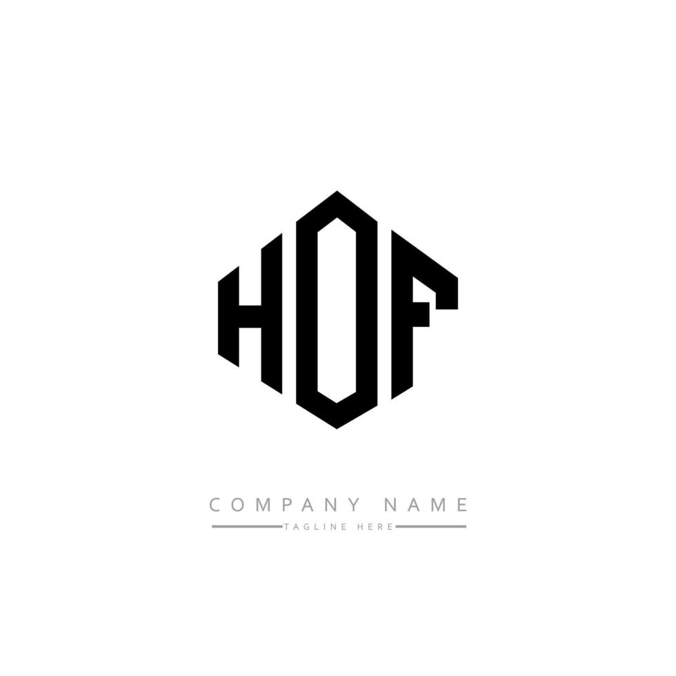 HOF letter logo design with polygon shape. HOF polygon and cube shape logo design. HOF hexagon vector logo template white and black colors. HOF monogram, business and real estate logo.