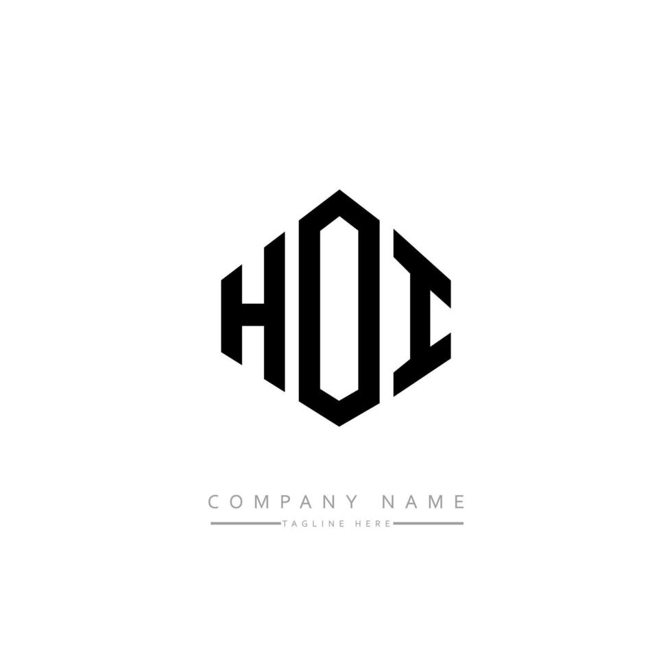 HOI letter logo design with polygon shape. HOI polygon and cube shape logo design. HOI hexagon vector logo template white and black colors. HOI monogram, business and real estate logo.