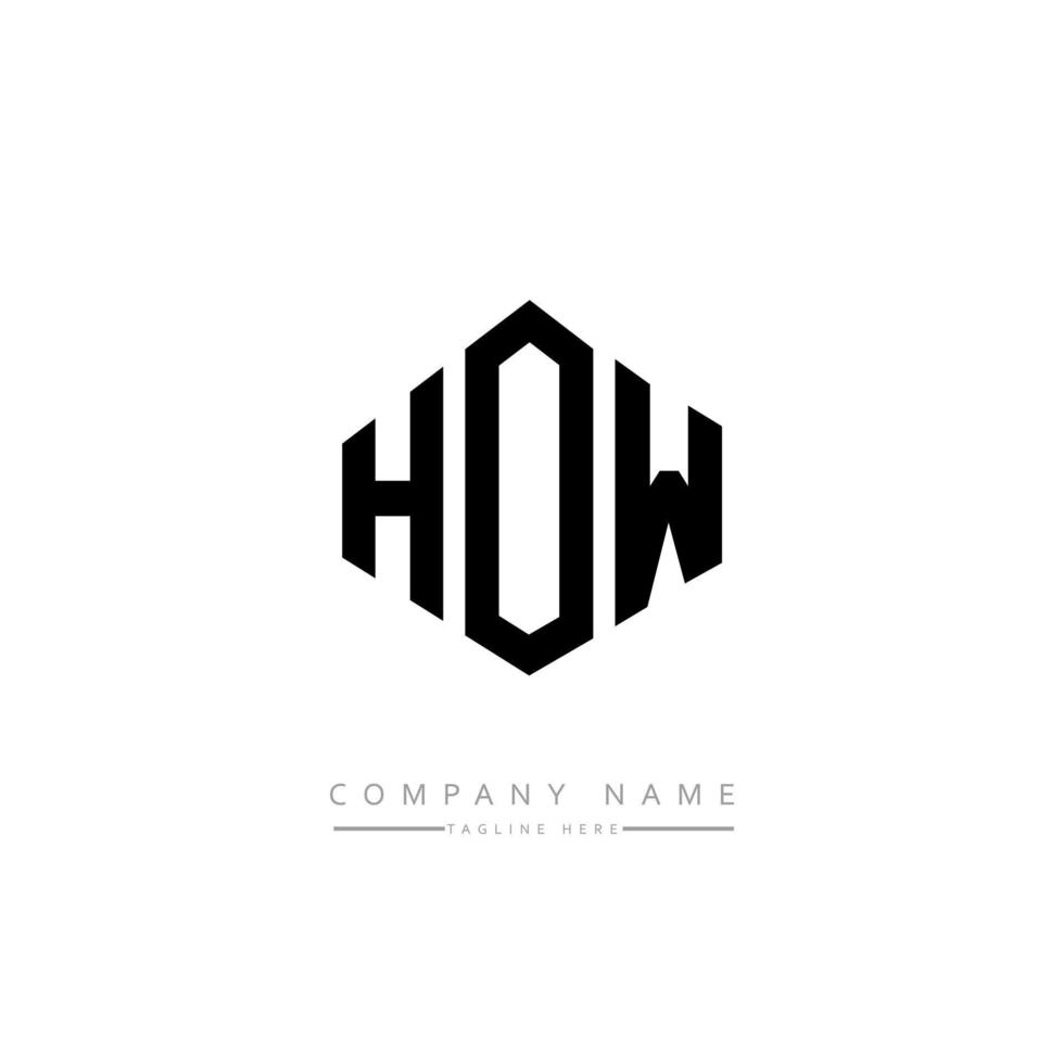 HOW letter logo design with polygon shape. HOW polygon and cube shape logo design. HOW hexagon vector logo template white and black colors. HOW monogram, business and real estate logo.