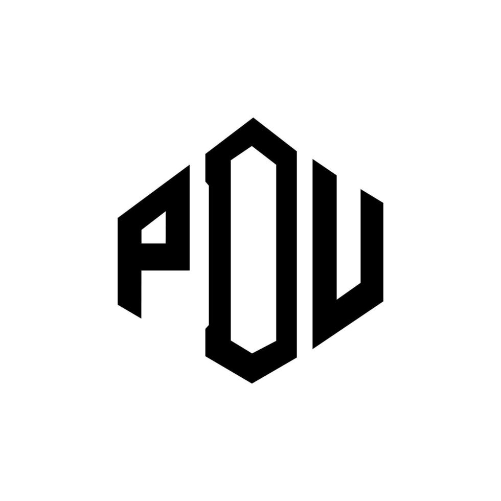 diseño de logotipo de letra pdu con forma de polígono. diseño de logotipo de forma de cubo y polígono pdu. Pdu hexágono vector logo plantilla colores blanco y negro. monograma pdu, logotipo comercial y inmobiliario.