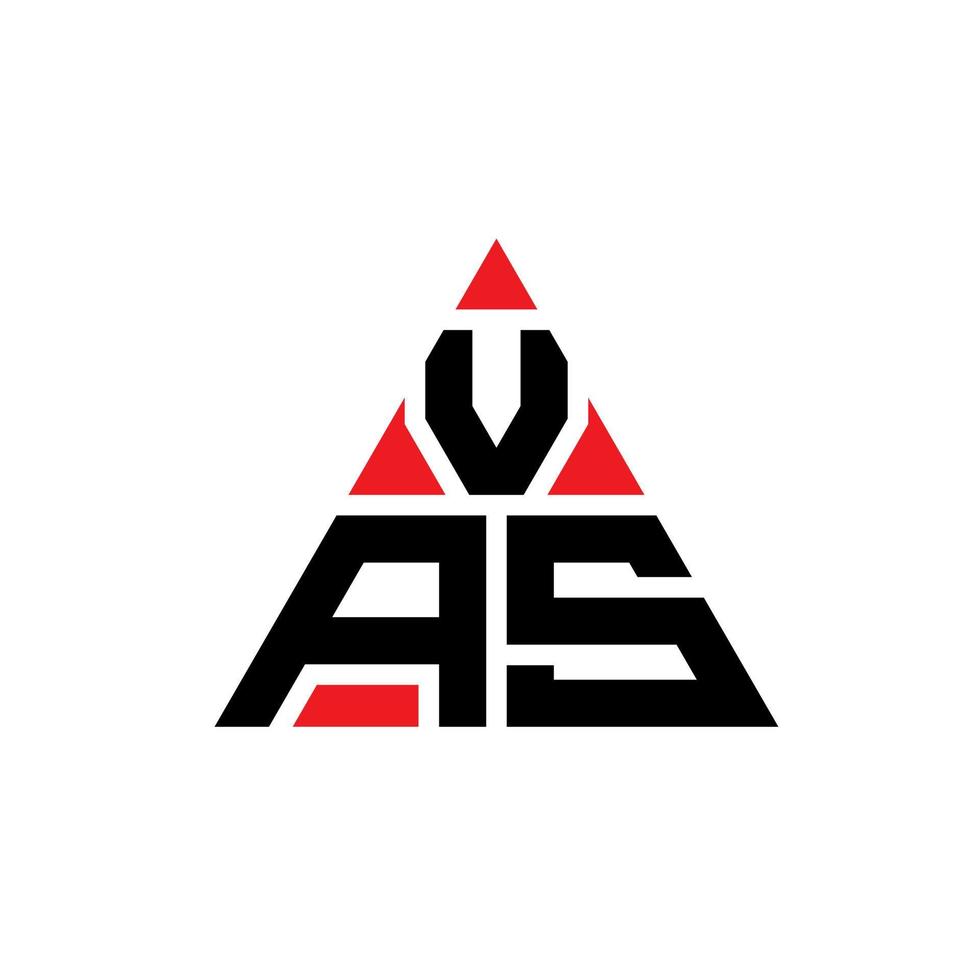 diseño de logotipo de letra triangular vas con forma de triángulo. monograma de diseño del logotipo del triángulo vas. vas plantilla de logotipo de vector de triángulo con color rojo. logo triangular vas logo simple, elegante y lujoso.