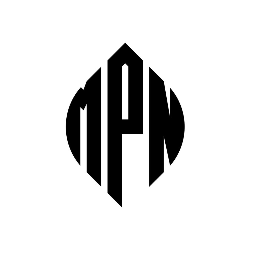 diseño de logotipo de letra circular mpn con forma de círculo y elipse. letras de elipse mpn con estilo tipográfico. las tres iniciales forman un logo circular. vector de marca de letra de monograma abstracto del emblema del círculo mpn.