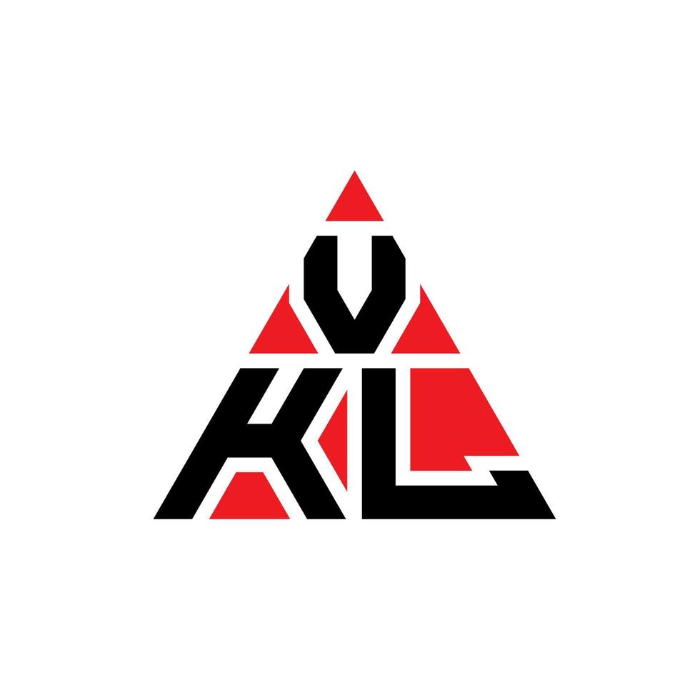VKL triangle letter logo design with triangle shape. VKL triangle logo design monogram. VKL triangle vector logo template with red color. VKL triangular logo Simple, Elegant, and Luxurious Logo.