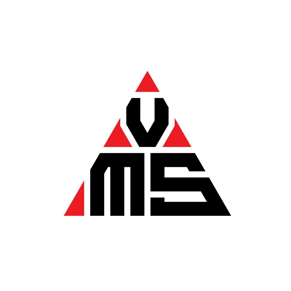 diseño de logotipo de letra triangular vms con forma de triángulo. monograma de diseño de logotipo de triángulo vms. plantilla de logotipo de vector de triángulo vms con color rojo. logotipo triangular vms logotipo simple, elegante y lujoso.