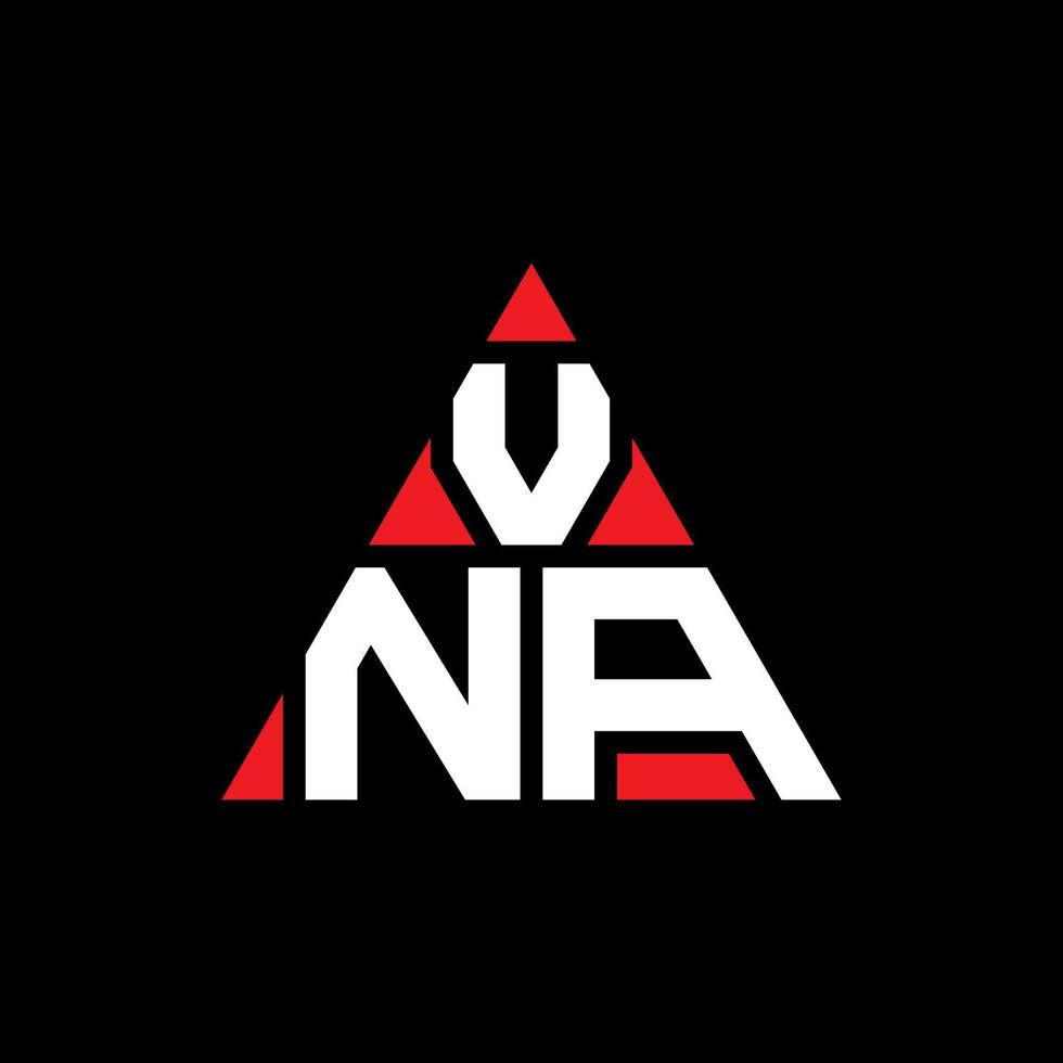 diseño de logotipo de letra triangular vna con forma de triángulo. monograma de diseño de logotipo de triángulo vna. plantilla de logotipo de vector de triángulo vna con color rojo. logotipo triangular vna logotipo simple, elegante y lujoso.